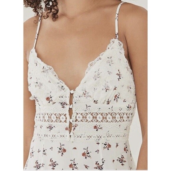 INTIMATELY FREE PEOPLE OUT & ABOUT MAXI SLIP DRESS IVORY FLORAL SIZE Small $128 - Picture 3 of 10